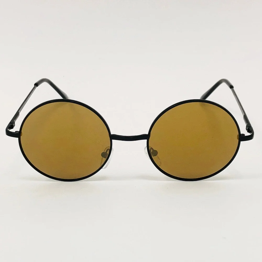 Round Sunglasses Men Women Retro Vintage Style Glasses Black‎ Frame Mirror Lens